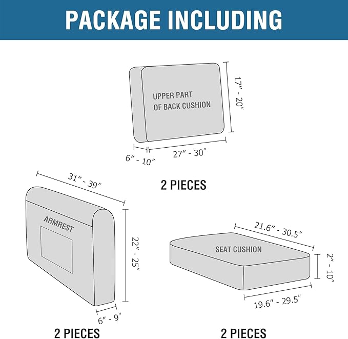 H.VERSAILTEX Multi-Pieces Sofa Covers Stretch Couch Covers Form Fitted Seats and Back Cushions Covers (2 Seat Covers Plus 2 Back Cusion Covers, Bonus 2 Armrest Covers), Macchiato