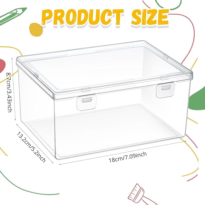 8 Pcs 7.09 x 5.2 x 3.43 Inch Plastic Playroom and Gaming Storage Organizer Box Containers Stackable Clear Storage Bins with Lids for Shelves or Cubbies, Holds Small Building Blocks