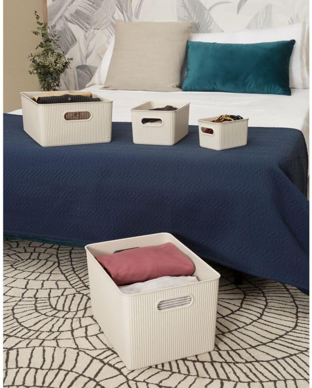 Superio Eco-Friendly Decorative Plastic Basket Open Home Storage Bins Organizer Baskets, X-Large (6 Pack) Container Boxes for Organizing Closet Storage Bins for Shelves Drawer Shelf 22 Liter