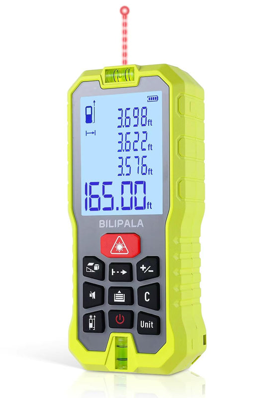Laser Measure 229 Ft, Backlit LCD, ±2mm Accuracy, 2 Bubble Levels - Image 1