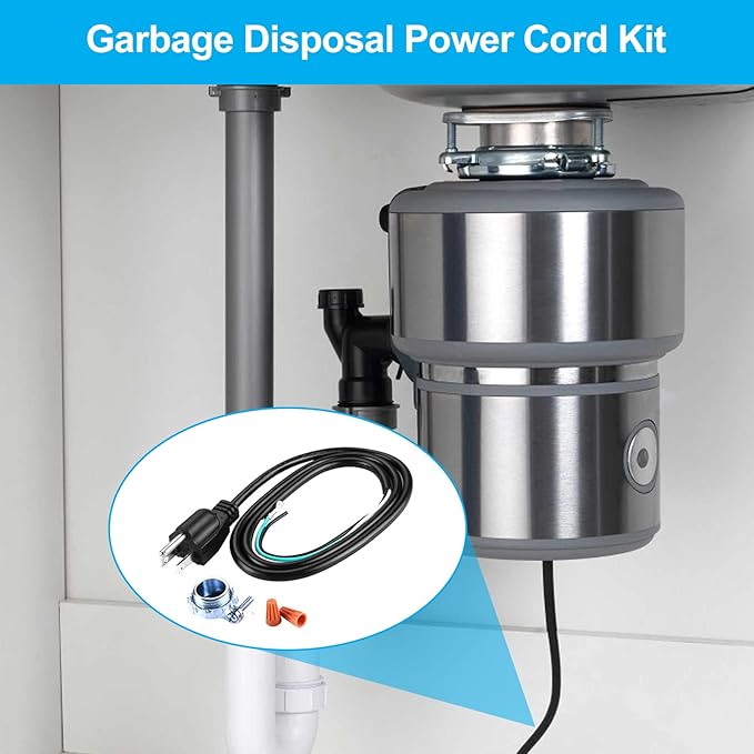 HK 3 Feet Garbage Disposal Power Cord Kit, Heavy Duty Power Cord Replacement for Any Garbage Disposal Model as InSinkErator