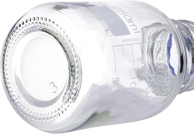 Lab Media Storage Round Bottles Graduated Glass Container GL45 Screw Cap Leakproof Multi-Purpose for Scientific | pack of 10 (Blue,250ml)