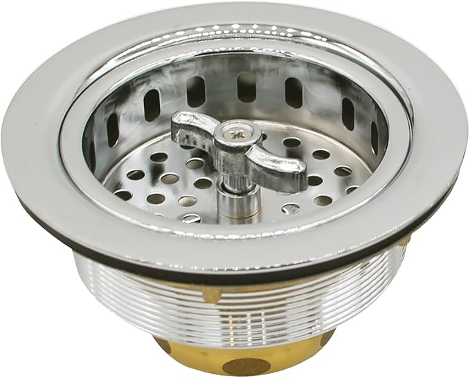 Westbrass D2155-05 Wing Nut Style Large Kitchen Basket Strainer with Waste Disposal Flange and Stopper, Polished Nickel