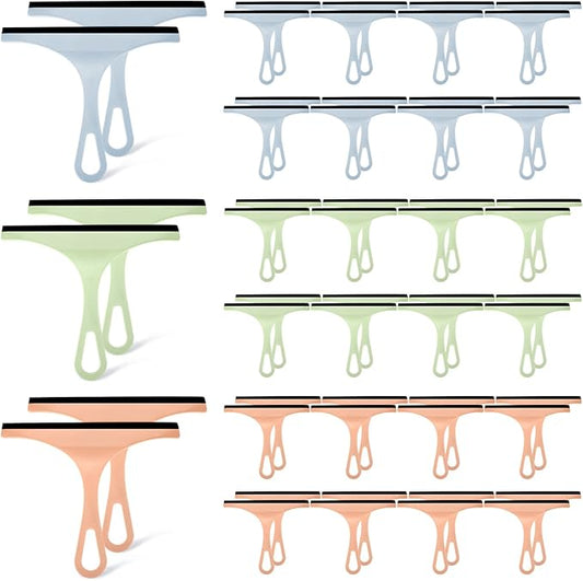48 Pcs Squeegee for Shower Glass Door, 8.7 Inch Silicone Shower Squeegee Small Glass Wiper Window Scrubber Household Cleaning Wiper Tool with Hanging Hole for Car Windshield, Pink, Blue, Green