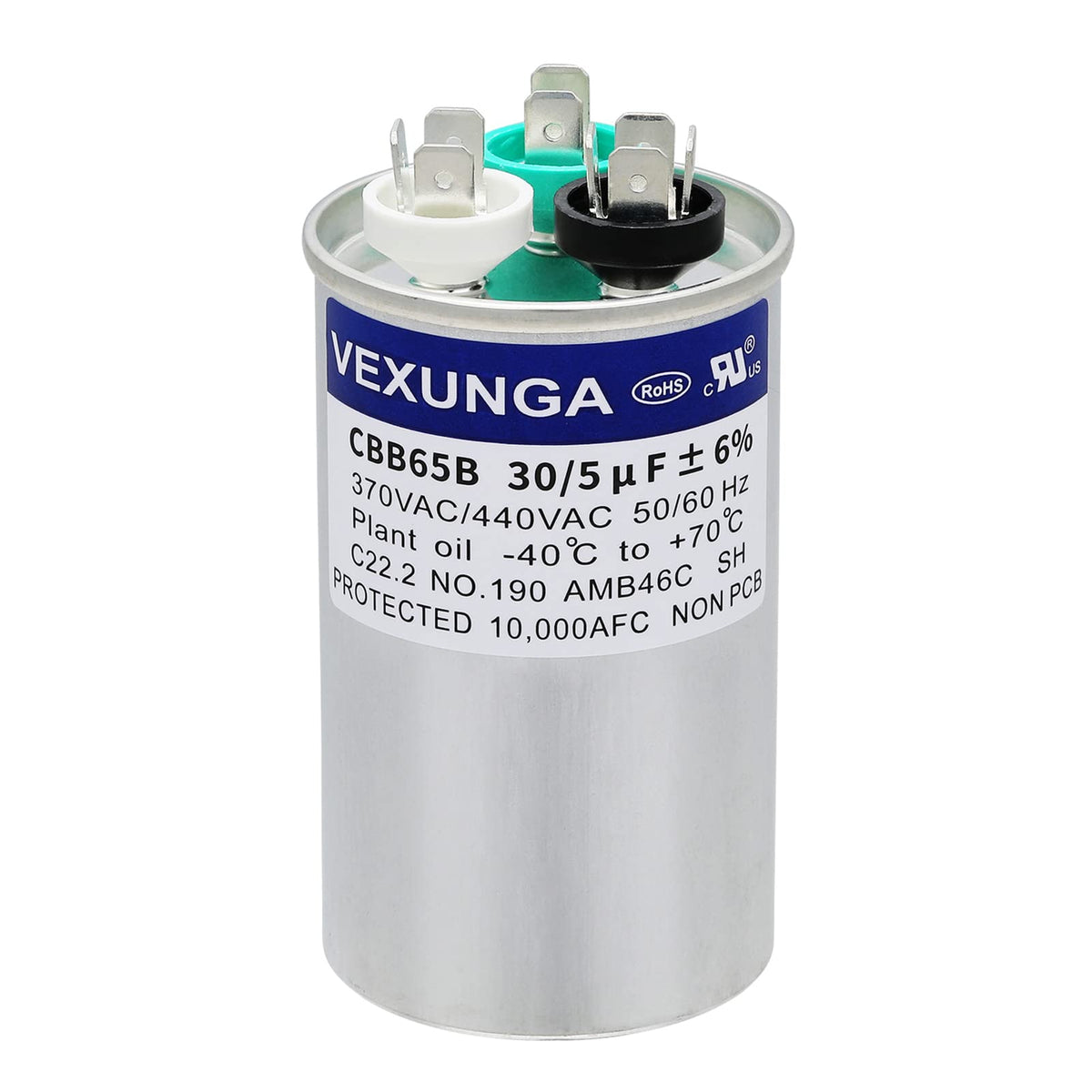 30/5 uF 30+5 MFD 370VAC or 440VAC Dual Run Start Round A/C - Image 1