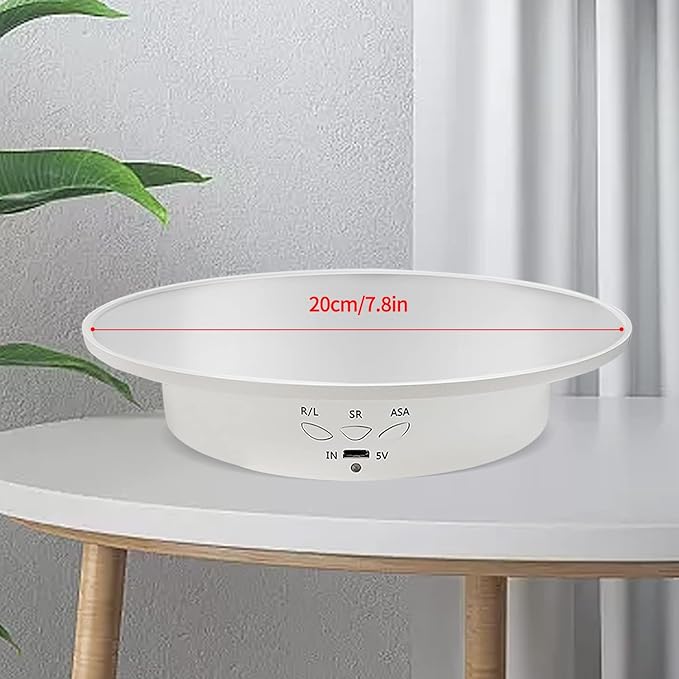 Motorized Rotating Display Stand, Mirror Covered 360 Degree Turntable Display Stand for Photography Products and Shows, Max Load 18Lb/ 7.87 inch Video Show, Battery/USB Power Supply (Remote
