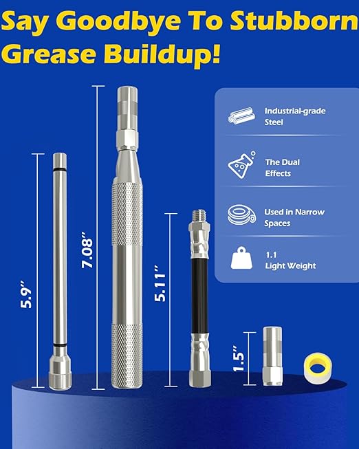 Grease Fitting Cleaning Tool Zerk Cleaner Hammer Tool Flushing Old Dried from Shafts, Bushings, Joints, Pins