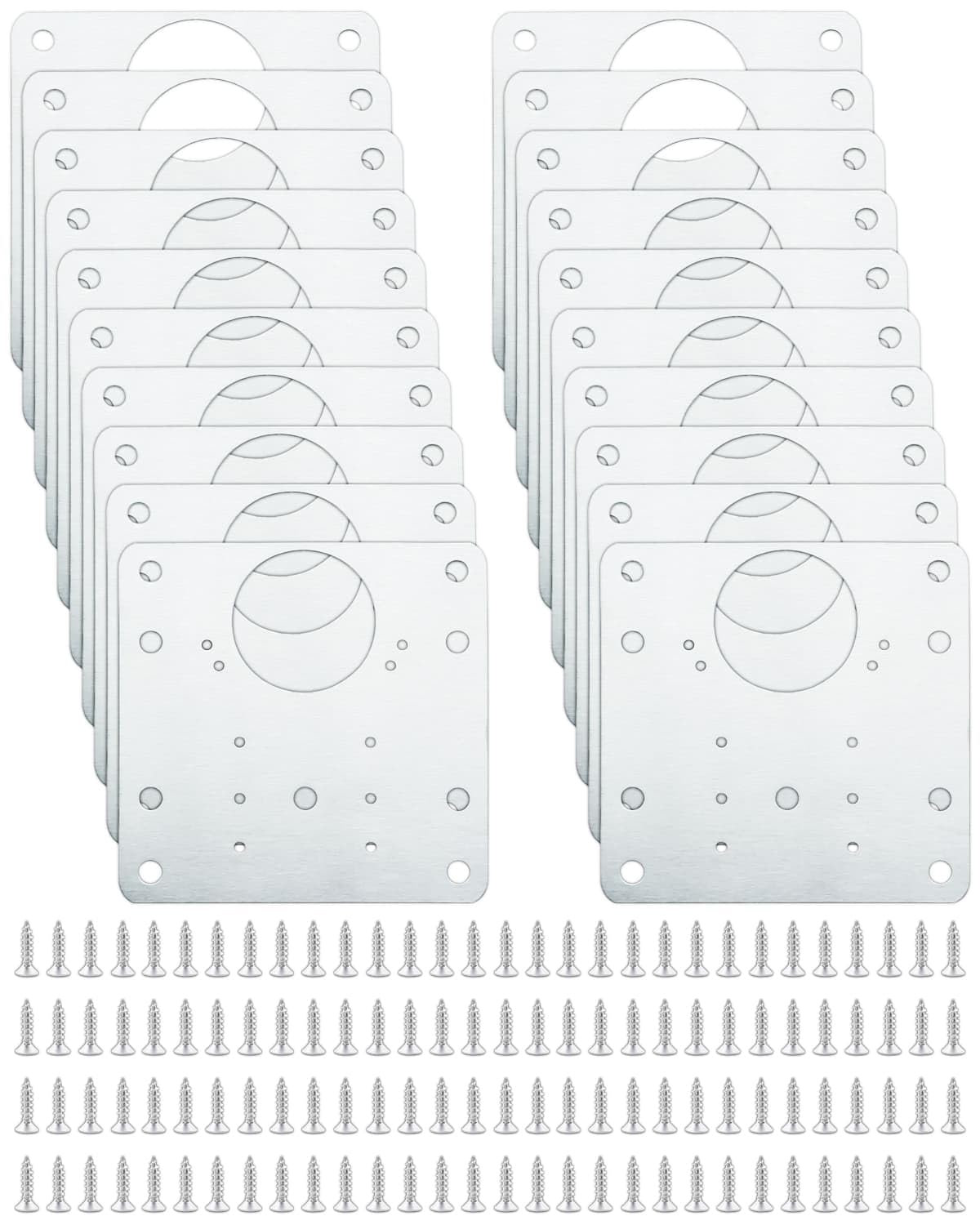 20 Pcs Cabinet Hinge Repair Plate Kit with 120 Pcs Screws, Sliver - Image 1