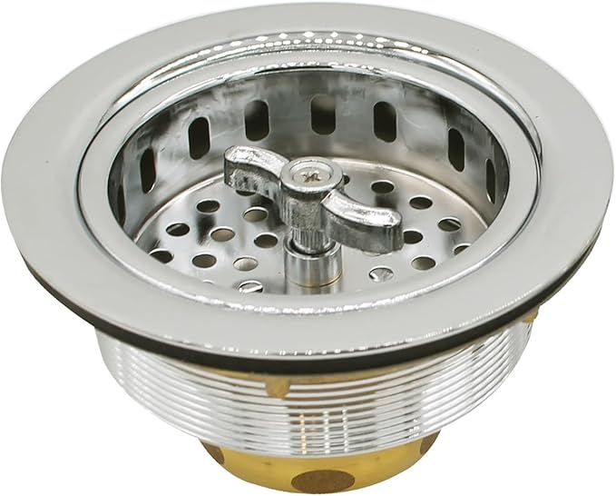 Westbrass Wing Nut Style Large Kitchen Sink Basket Strainer, 2 Pack, Polished Nickel, D2135-05