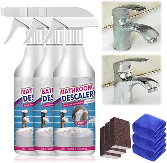 Stubborn Stains Cleaner, 2025 New Multipurpose Bathroom Foam Cleaner Powerful Bathrooms Descaler Spray, Bathroom Descaler Foam Spray for Bathtub Sink Glass Tiles (3 Sets)