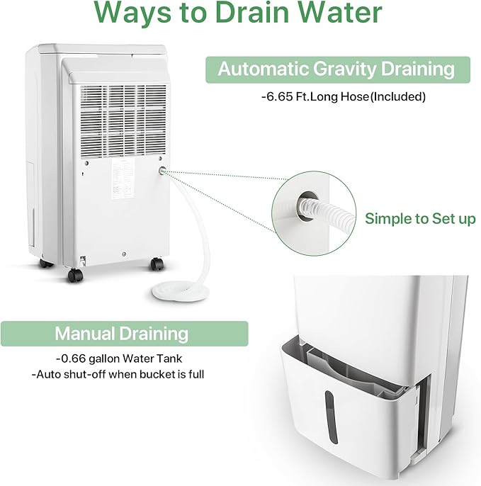 Waykar 2000 Sq. Ft. Energy Star 2025 Dehumidifier for Basement, Smart Compressor 34 Pints Dehumidifiers for home with Drain Hose and Water Tank.