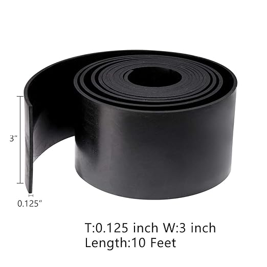 TORRAMI Rubber Gasket Sheet Material 1/8 (.125) Inch T X 3 inch W X 10 Feet, for Sealing,Protection, Abrasion, Supports, Leveling, Bumpers