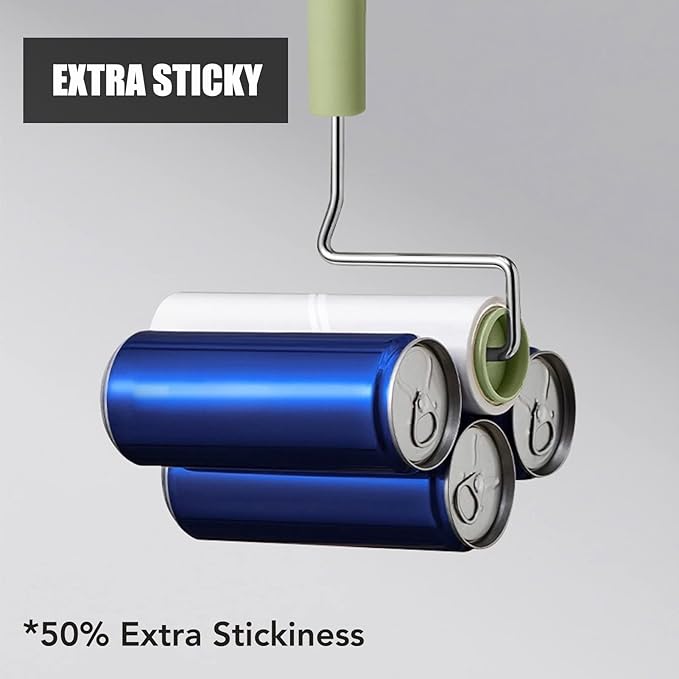 Extra Sticky Large Surface Lint Roller, 6.3'' Giant Lint Roller for Pet Hair, 270 Sheets/ 3 Refills, Long Handle Lint Remover for Clothes, Furniture, Dog & Cat Hair Remover