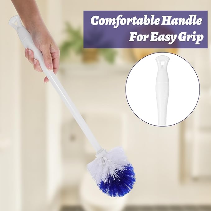 12 Pcs Toilet Brush, 18.5 Inch Long Plastic Handled Toilet Bowl Cleaning Brush Soft Bristle Heavy Duty Long Scrubber for Household Bathroom Cleaning Supplies
