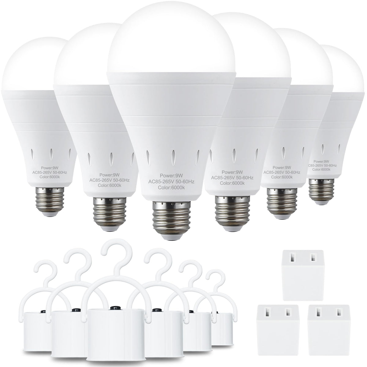 6 Pack Rechargeable Emergency Light Bulbs, Battery Powered - Image 1