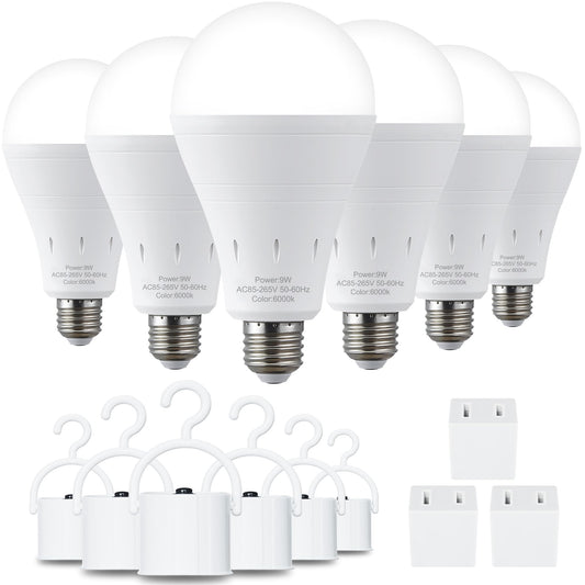 6 Pack Rechargeable Emergency Light Bulbs, Battery Powered - Image 1