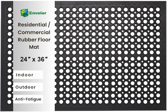 Envelor Anti Fatigue Mat Rubber Floor Mats Door Mat Non Slip Drainage Mat for Entryway, Kitchen, Restaurant, Garage, Heavy Duty Use Doormat, Commercial Floor Mat Industrial 24 x 36 Inches