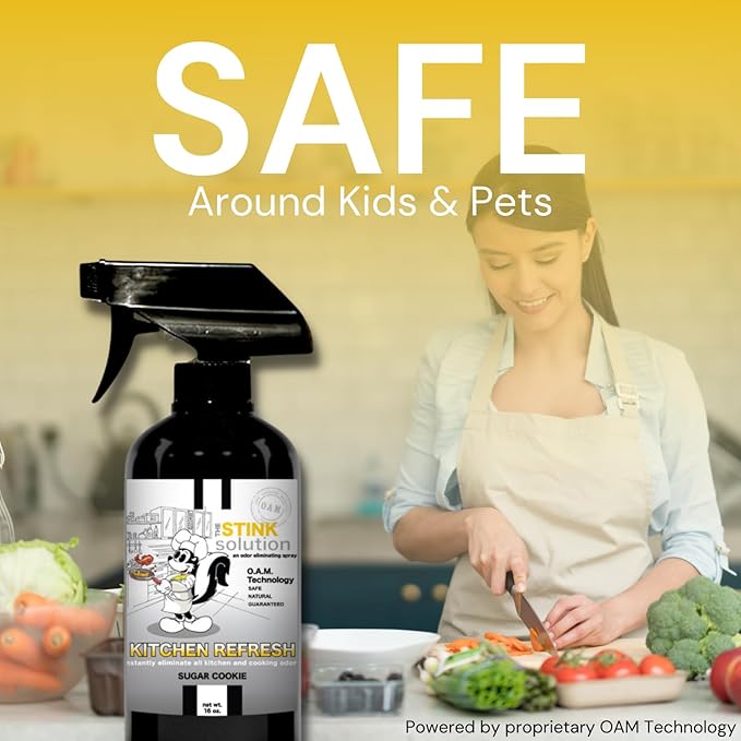 The Stink Solution Kitchen Odor Eliminator For Strong Odor: Garbage Can & Refrigerator Deodorizer, Cooking & Trash Smell Remover - 1 16 oz, 1 4 oz (Sugar Cookie Scent)