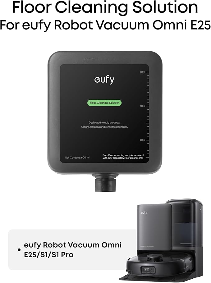 eufy Floor Cleaning Solution, Ready to Use, 600 ml, Floor Cleaning Solution, Safe, Compatible with E25 (Pack of 2)