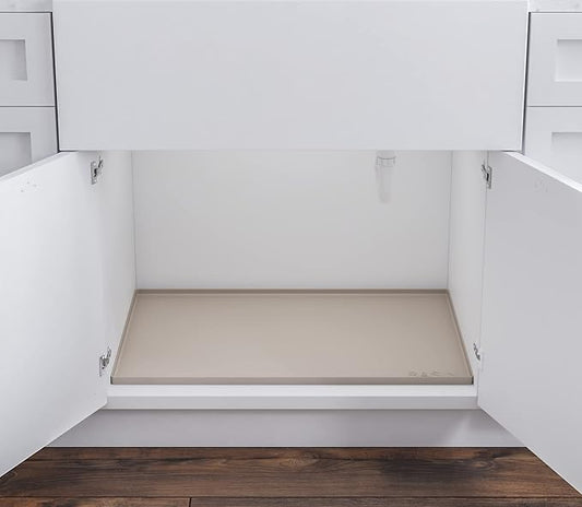 BASIN - Under Sink Mats for Kitchen Waterproof - The Original Silicone Under Sink Liner Drip Tray - Designed in USA - Sink Cabinet Protector for Water Drips, Leaks, Spills - 28"x22" Taupe