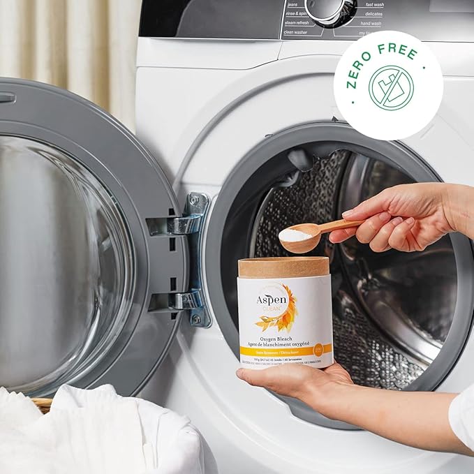 AspenClean Unscented Oxygen Bleach Powder | Color Safe Laundry Stain Remover | Bleach Alternative | EWG Verified™, Hypoallergenic, Non-Toxic | 45 Loads