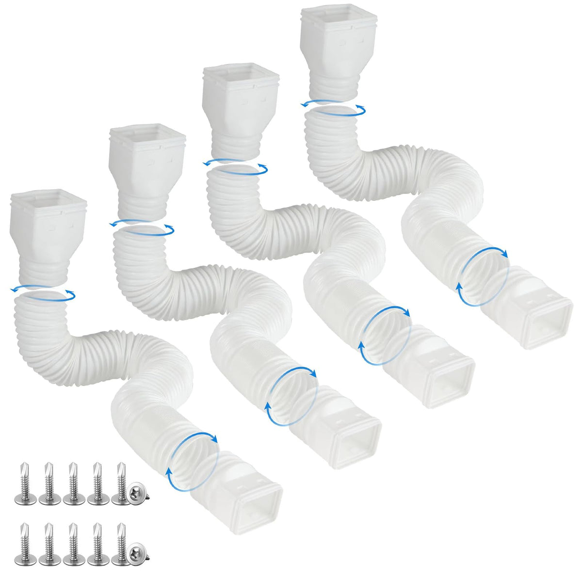plusgutter 4 Pack Rain Gutter Downspout Extensions Flexible - Image 1