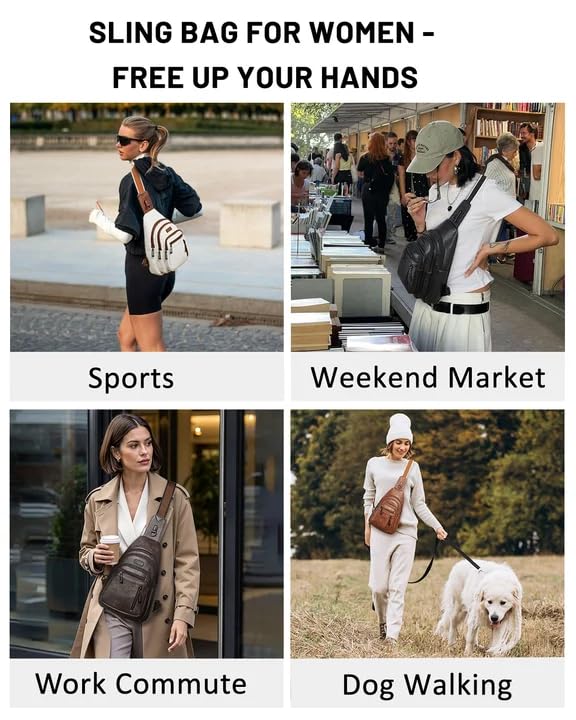 Sling Bag for Women Leather Crossbody Bags for Women Travel Brown - Image 4