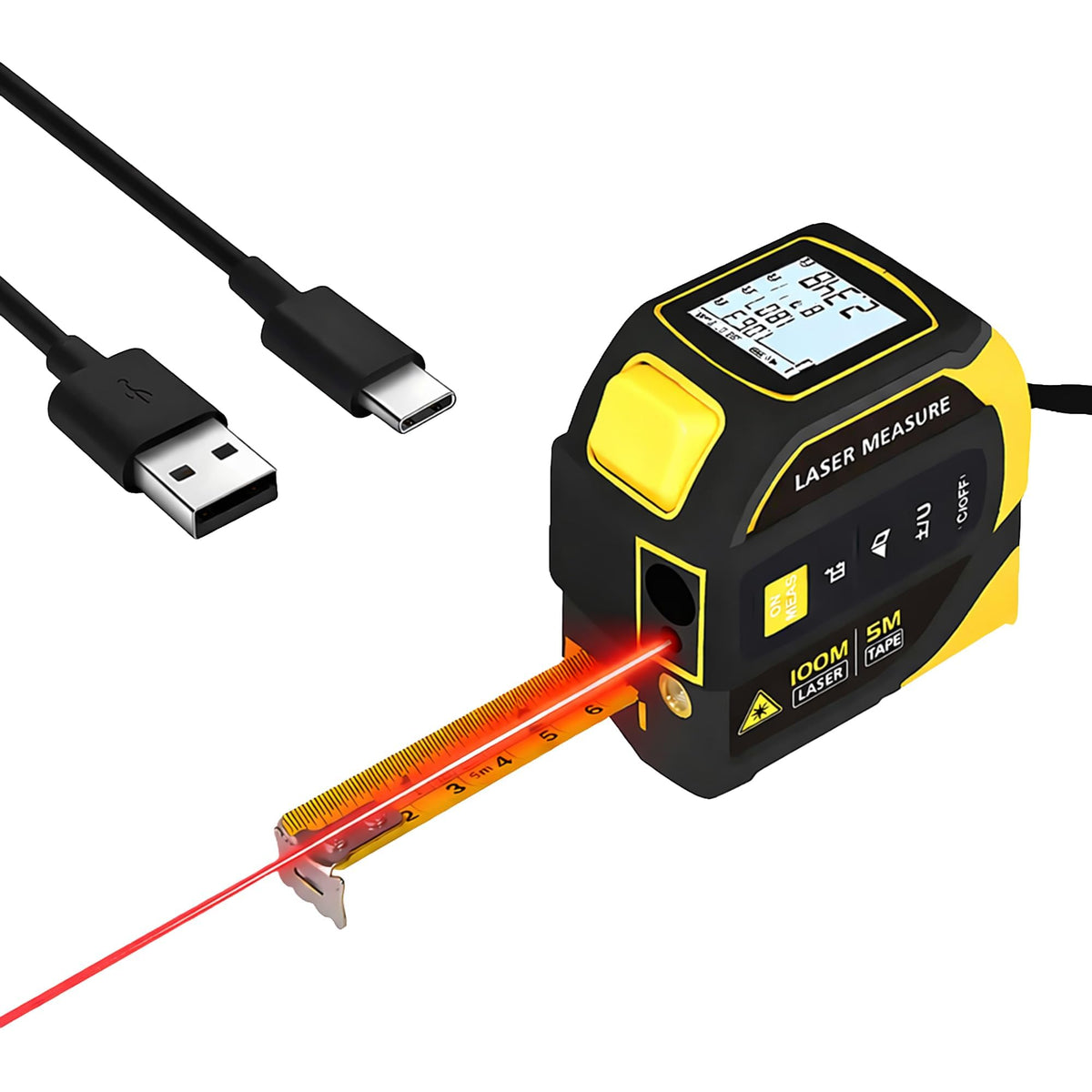 4-in-1 Laser Distance Meter, 328FT Laser Tape Measure & 16FT - Image 1