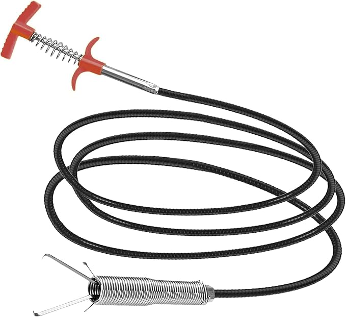 Drain Snake Gutter Cleaning Tools Drain Cleaner- Clog Remover for Toilet Sewer Shower Kitchen Bathroom Tub Clogged Drains Opener Cleaning Tool, Flexible Grabber Claw Pick Up Reacher 79 Inch
