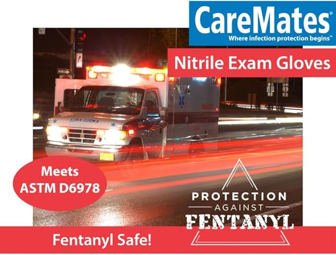 CareMates Nitrile Medical Exam Gloves, Latex Free Rubber, Powder Free, Extra Strong, 4 Mil Thick, Certified for Home Infusion, First Aid, Food Safe, Cleaning Gloves, Large, 300-Count