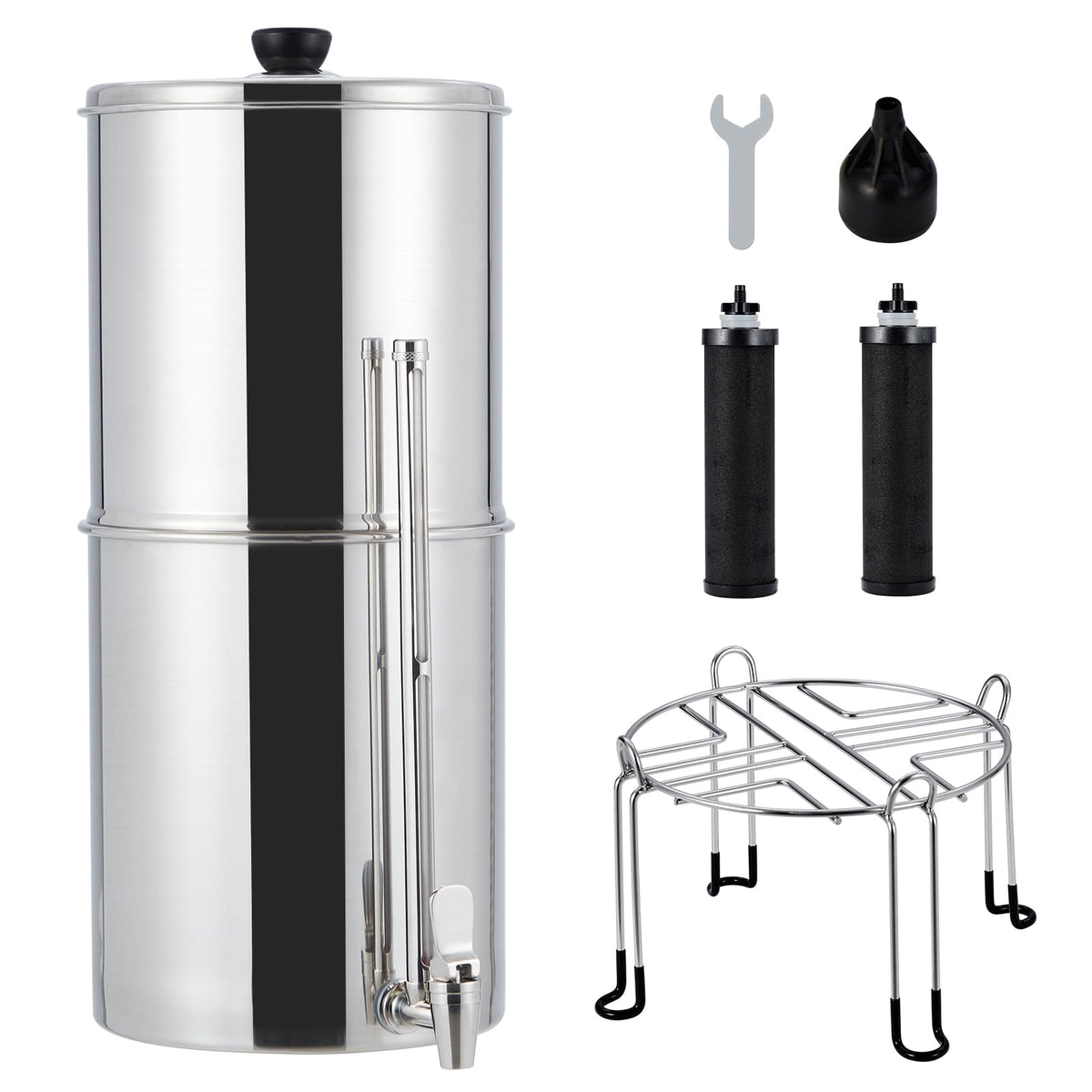 Gravity-fed Water Filter System, 2.25G Stainless-Steel - Image 1