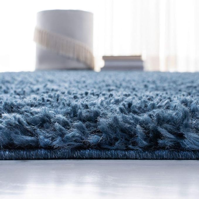 SAFAVIEH August Shag Collection Runner Rug - 2' x 9', Navy, Solid Design, Non-Shedding & Easy Care, 1.5-inch Thick Ideal for High Traffic Areas in Living Room, Bedroom (AUG200M)