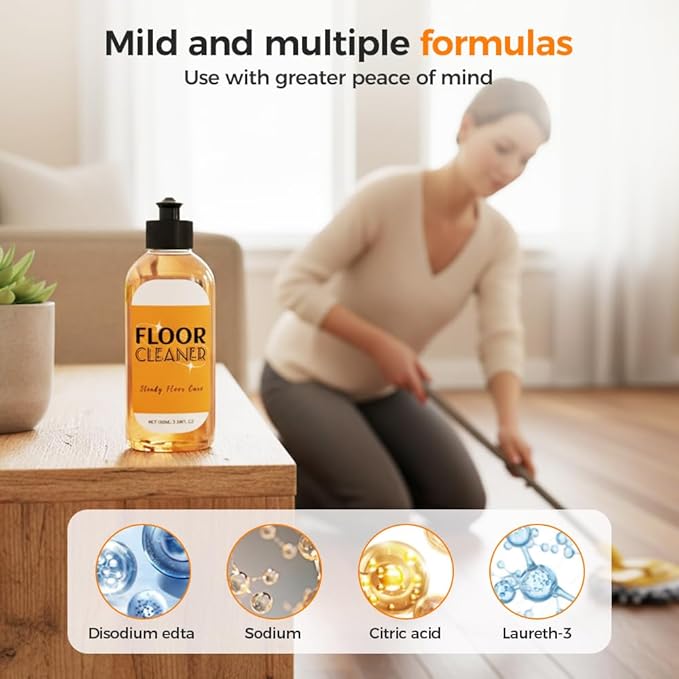 Hardwood Floor Cleaner, 2026 New Household Hardwood FloorCleaner for Mopping Home, Bathroom, Kitchen,Wood Floor Cleaners for Mopping Wood, Tile, Marble (1PC)