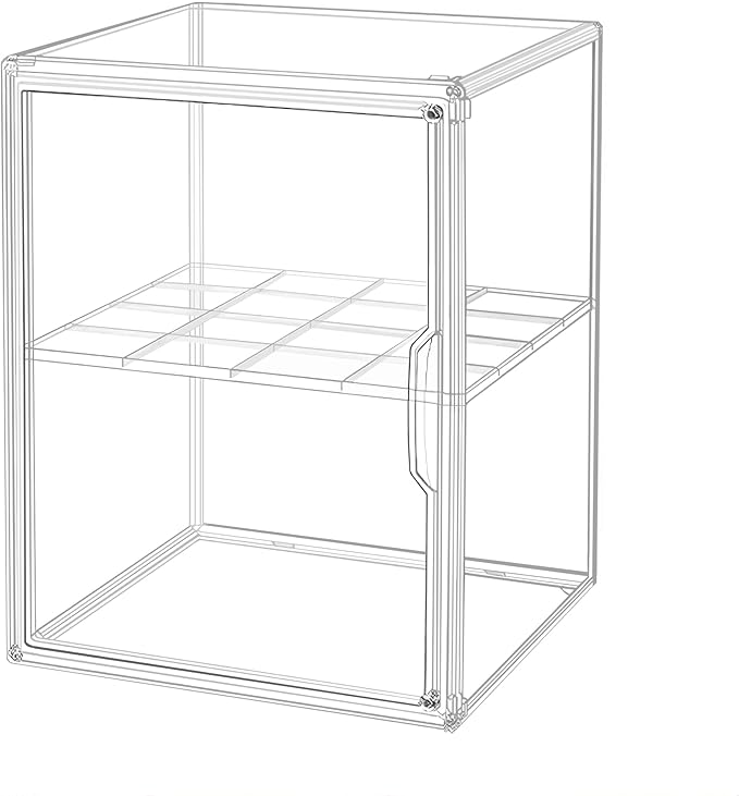 X-Large Clear Acrylic Display Case for Collectibles, Storage Bins/Box with Magnetic Lid and Stackable Design, 3 Adjustable Layers, Display Box for Shoes, Dolls, Purses, Toys, Cosmetics