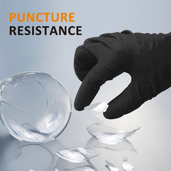 Working Nitrile Gloves, 10 Mil Thick, 3D Diamond Texture, Puncture&Tear Resistant, Latex Free Powder Free,100 Count