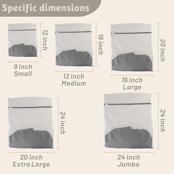 3 Pcs Premium Fine Mesh Laundry Bags, 20 x 24 Inches Durable Laundry Wash Bags with Sturdy Zipper for Delicates, Laundry Bag for Delicates, Garment Bag for Washing Machine (3 Extra Large)