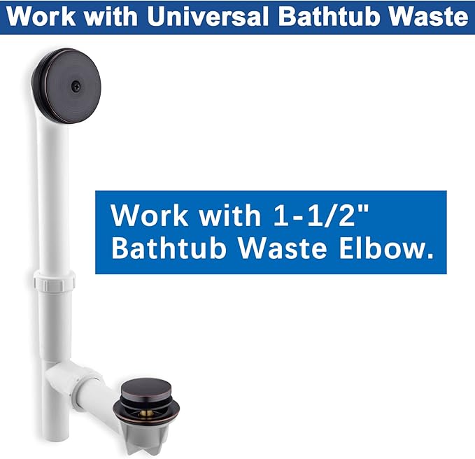 Brass Tip-Toe Tub Drain Kit with Basket Strainer and Single Hole Overflow Faceplate, Oil Rubbed Bronze