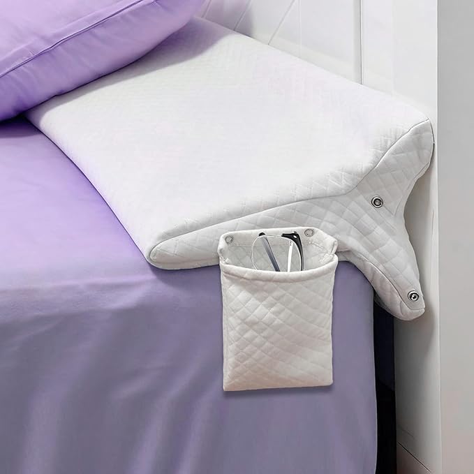 Triangle Bed Gap Filler King High Density Foam Headboard Gap Filler Pillow with 2 PCS Pockets and Removable Washable Cover, Prevent Items from Falling