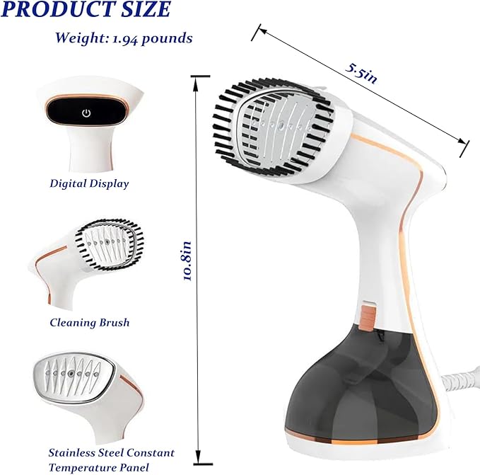 Handheld Clothing Steamer, 1430W High-Power 320ml Large Capacity Clothing Wrinkle Remover, 20s Fast Preheating Multifunctional Iron with A Maximum Steam Flow Rate of 0.74oz/min (White)