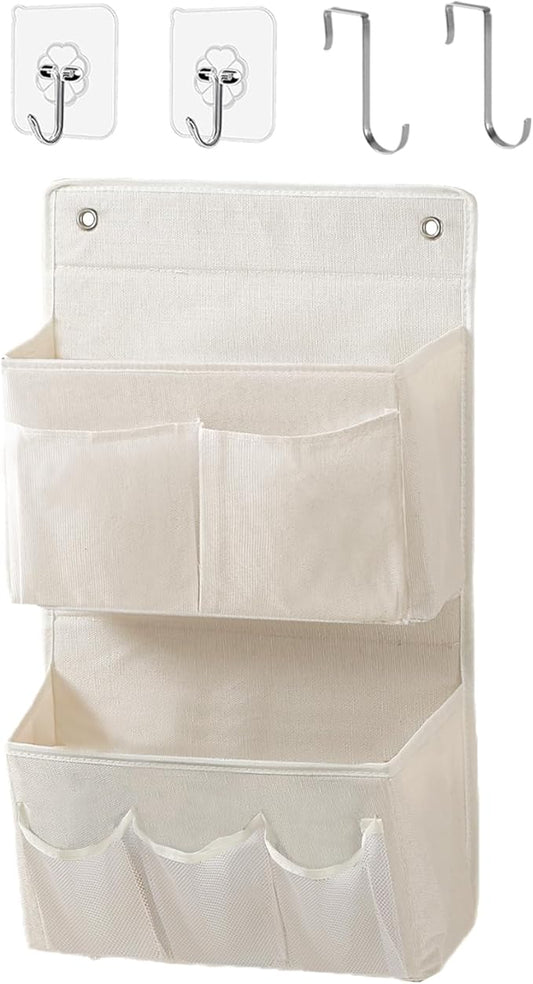 Wall Hanging Organizer – Over The Door Storage & Behind Door Organizer for Dormitory, Bathroom, Bedroom, Kitchen, Nursery, Space-Saving (White, 1 Pack)