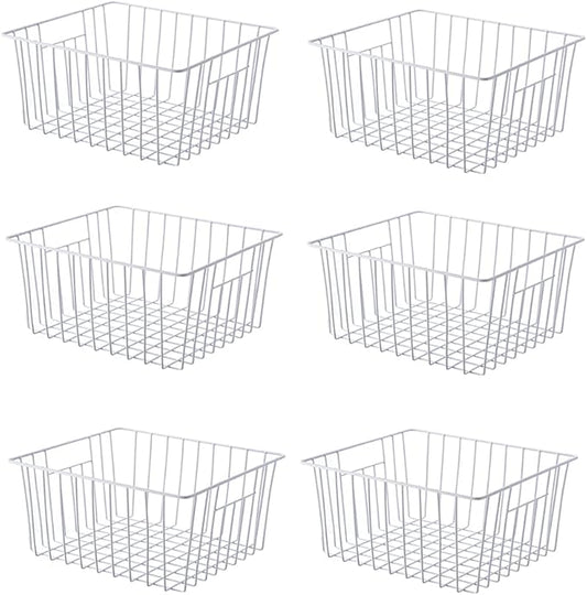 Freezer Storage Organizer Baskets, Household Refrigerator Chest Organization with Built-in Handles for Cabinets, Pantry, Closets, Bedrooms