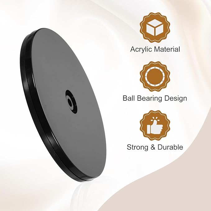 uxcell 1Pack Acrylic Lazy Susan Turntable, 6" Spinner Lazy Susan Turntable Organizer, Acrylic Ball Bearing Rotating Tray for Pantry Spice Rack Decorating, Black