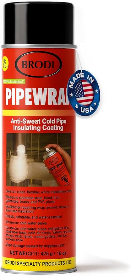 PipeWrap Pipe Insulation Spray Foam for Hard-to-Reach Areas, Fittings & Valves, Anti-Sweat Pipe Coating Spray, Stops Condensation Buildup & Prevents Dripping (Pack of 1)