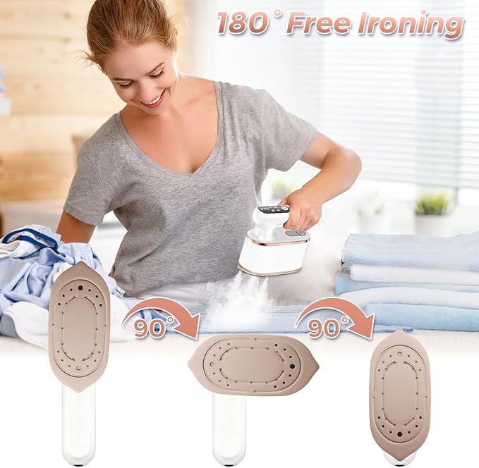 Steamer for Clothes, 1200W Portable Travel Steamer Iron Handheld Garment Wrinkle Remover 15s Heat-up Rotatable Head 110ml Water Tank with Measuring Cup for Home Office Traveling Trips