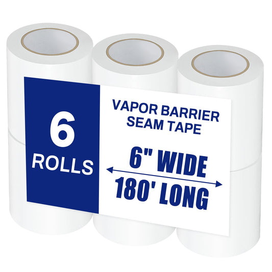 6 Roll, White Vapor Barrier Tape - Image 1
