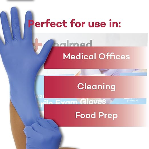 Dealmed Nitrile Exam Gloves – 100 Count Medium (Pack of 4) Disposable, Non-Irritating, Latex Free, Multi-Purpose for First Aid Kit, Medical Facilities & More