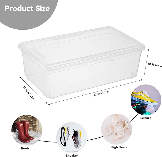 novelinks 6 Quart Clear Plastic Storage Bins with Transparent Lids Stackable Box Craft Storage Organizing Container,12 Pack