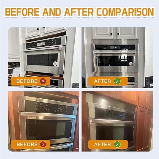 2Pcs 304 Brushed Stainless Steel Sheet Gap Filler, Metal Trim Strip for Wall Oven/Microwave Combo/Range/Cooktop, Self-Adhesive Gap Cover, 30 Inches Long, 3 Inches Wide