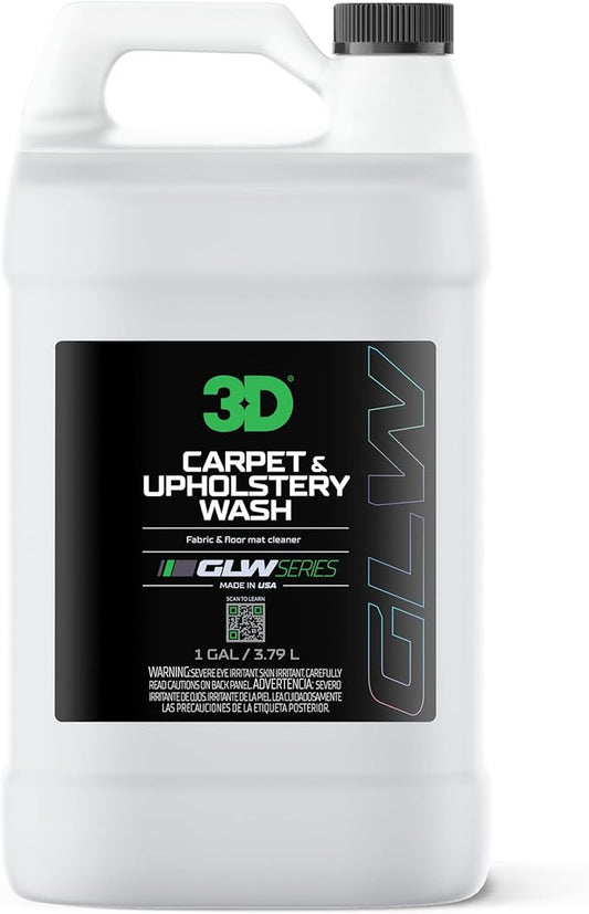 3D Carpet & Upholstery Wash 1 Gallon – Professional Car Interior Cleaner – Removes Stains, Dirt & Odors – Safe for Fabric, Carpet & Upholstery – Deep Cleaning Auto Detailing Solution – Made in USA