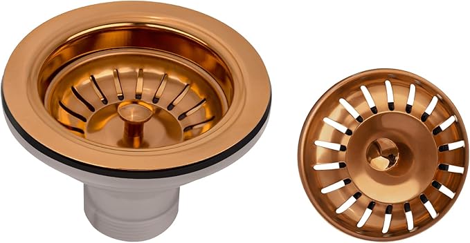 Akicon Kitchen Sink Stopper Strainer Replacement for 3-1/2 Inch Standard Strainer Drain, Solid Brass with Post Styled Basket